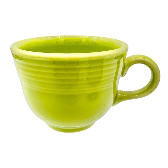 Fiesta Homer Laughlin Cup & 2 Saucers Set in Chartreuse Lead-Free Ceramic USA - Picture 3 of 9